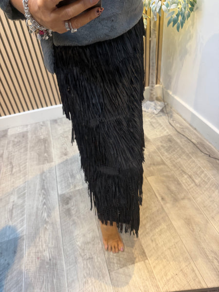 Fringed Maxi Skirt