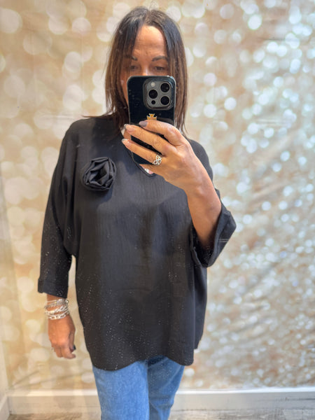 Crinkle Rosette Top