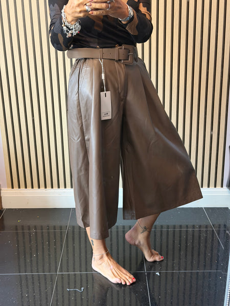 Pleather Belted  Culottes