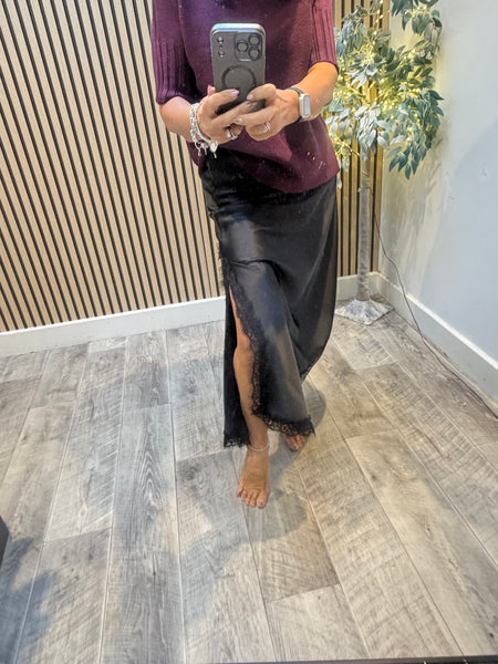 Studio Silky longline Skirt with Lace trim