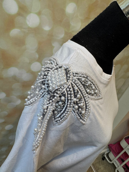 Embellished Shoulder T Shirt