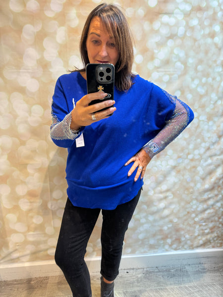 Soft Touch Jumper with Fishnet sleeves