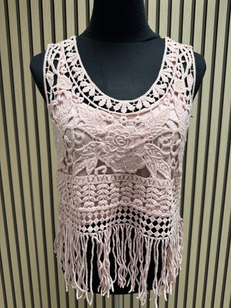 Crochet Fringed Boho Vest