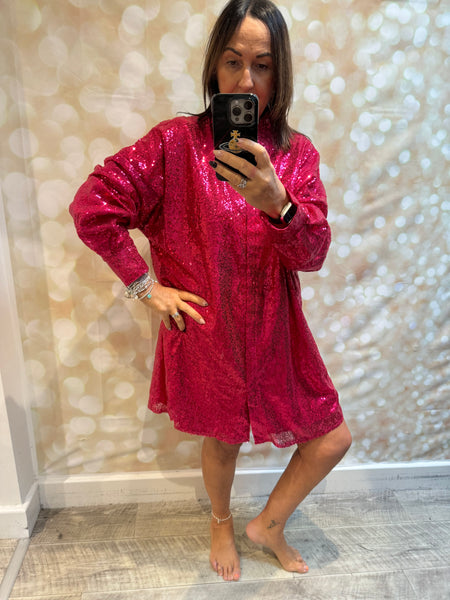 Sequin Shirt Dress