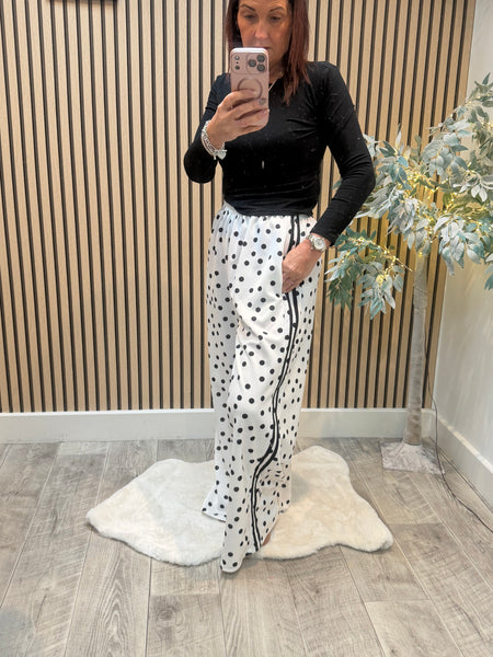Polka Dot Scuba stripe Wide Leg Joggers