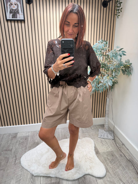 Cotton Belted Shorts