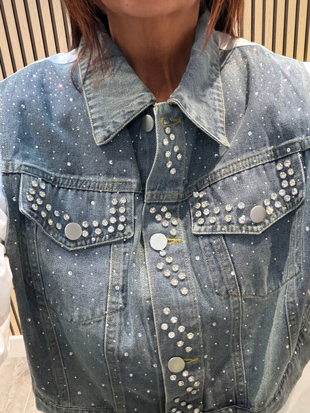 Oversized shirt with Denim Patches/  Embellishments