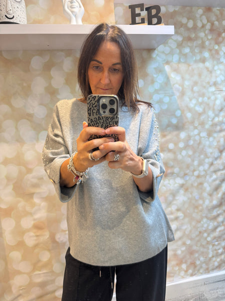Embellished 3/4 Sleeve Jumper