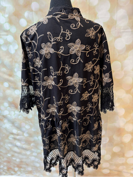 Floral embroidered lace trim dress