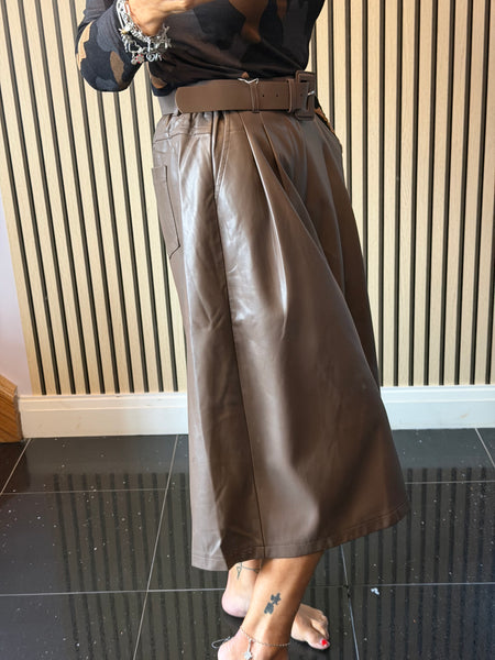 Pleather Belted  Culottes
