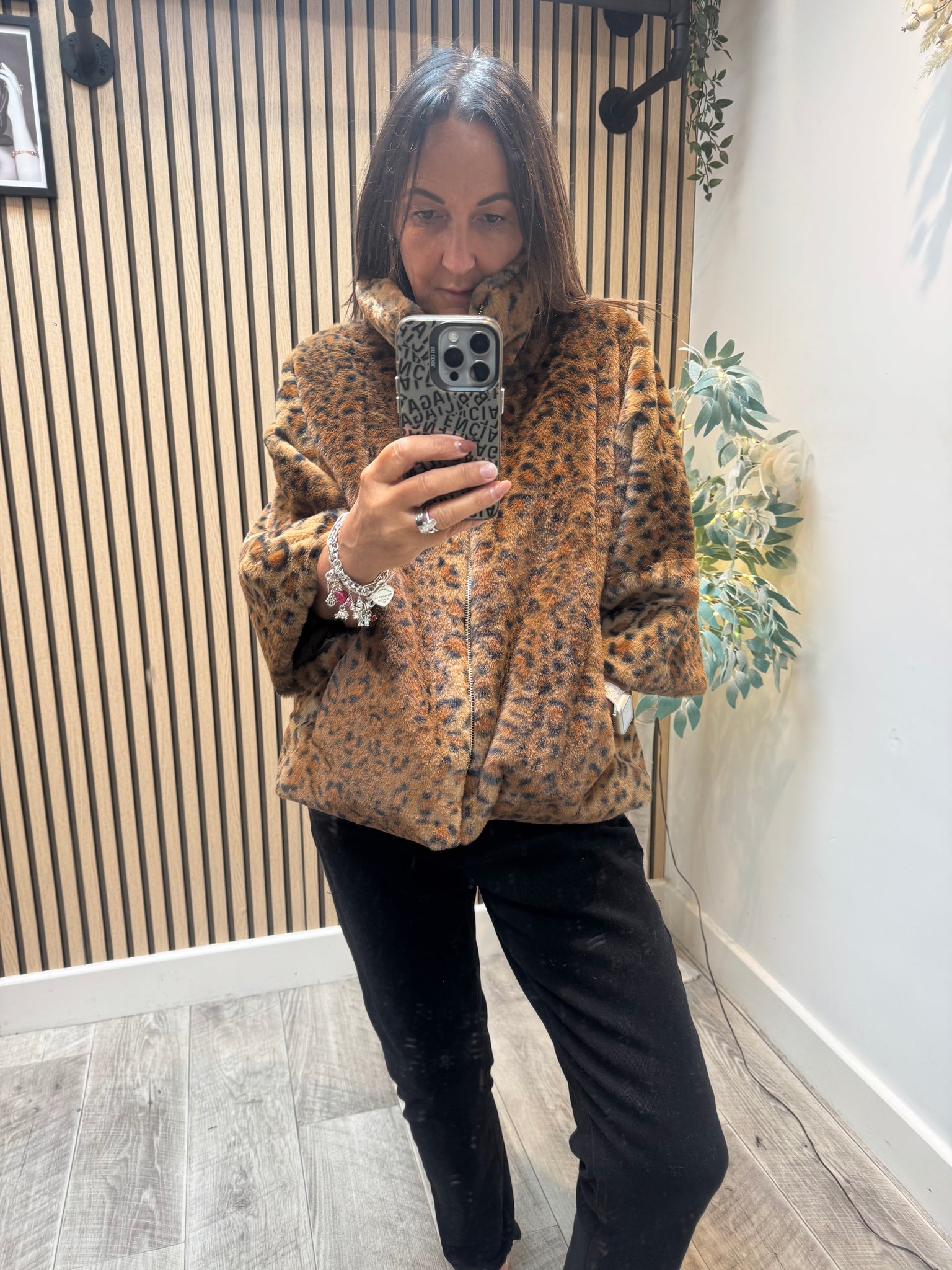 Fur Leopard Cropped Coat