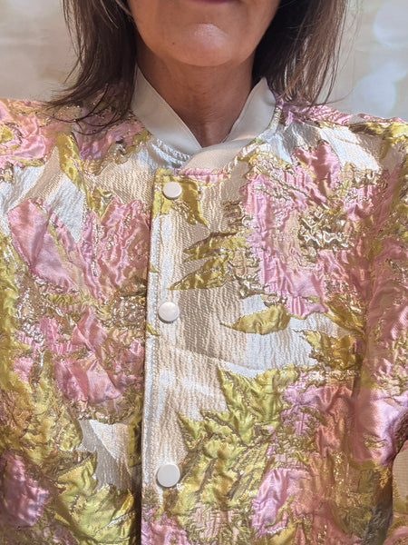 Silky Embossed Pink Bomber Jacket