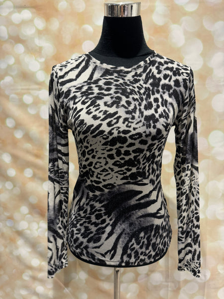 Leopard Glitter Sheer Layering Top