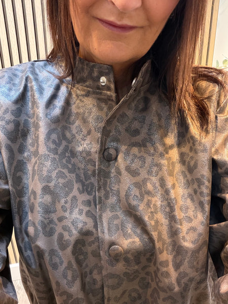Shimmer Leopard Bomber Jacket