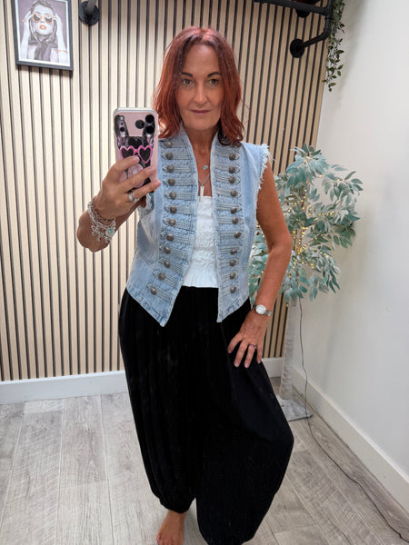 Denim Military Waistcoat