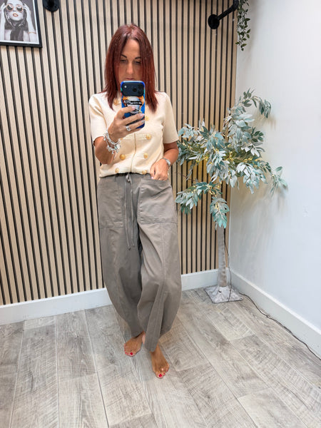 Canvas balloon leg trousers