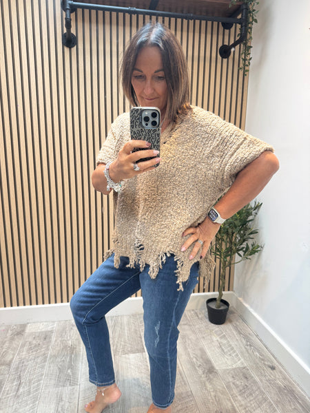 Distressed Hem Chunky popcorn Jumper