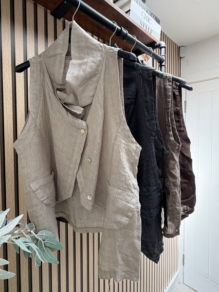 Studio Linen Cowl Neck Waistcoat
