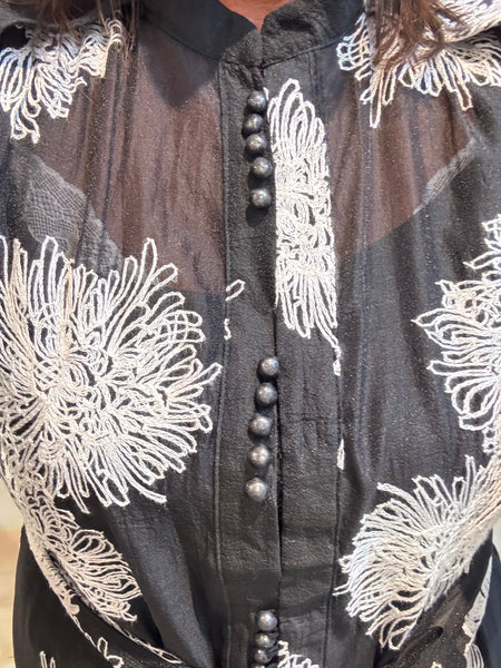 Silky Sheer Applique Dress