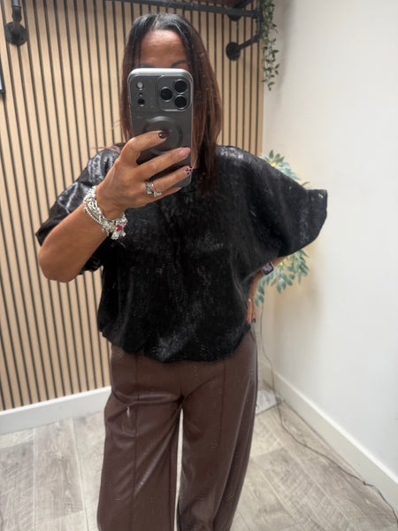 Studio Metallic Bubble Hem Top