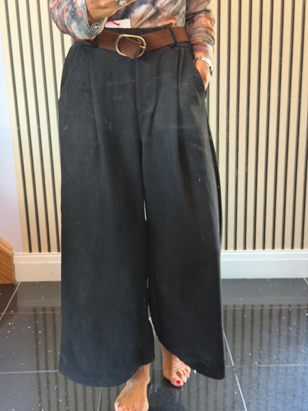 Faux Suede Culotte Trousers