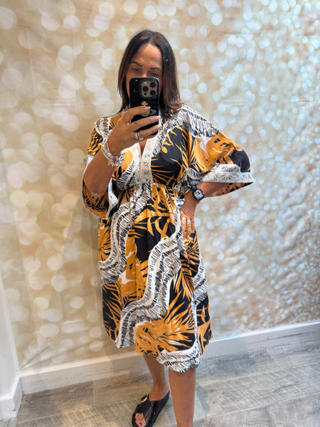 Jungle Dress with embellished trim