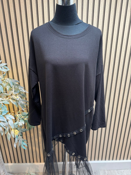 Eyelet Dress with Netted Frill
