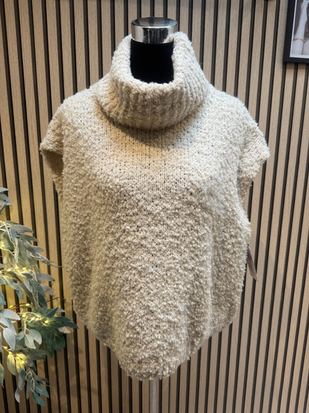 Roll Neck Popcorn Knit Tank Top