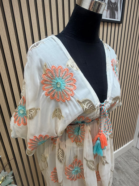 Embroidered chiffon Maxi Dress