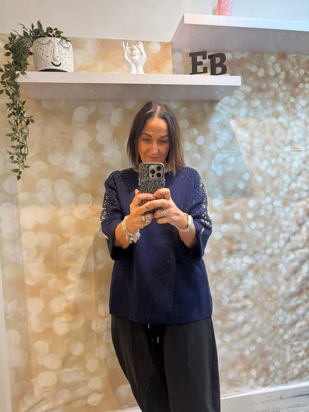 Embellished 3/4 Sleeve Jumper
