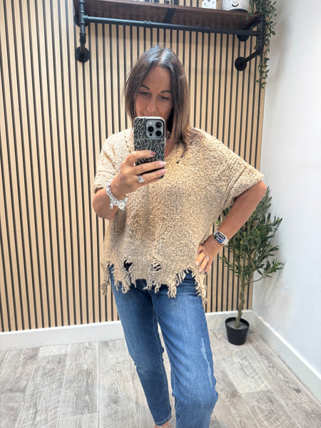 Distressed Hem Chunky popcorn Jumper
