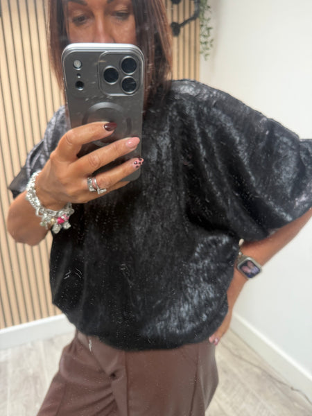 Studio Metallic Bubble Hem Top