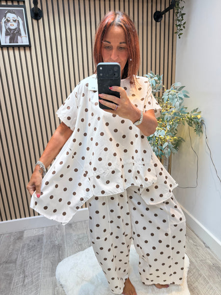 Polka Dot 2 Piece Trouser / Top set