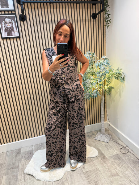 2 Piece Leopard Trouser / Waistcoat set