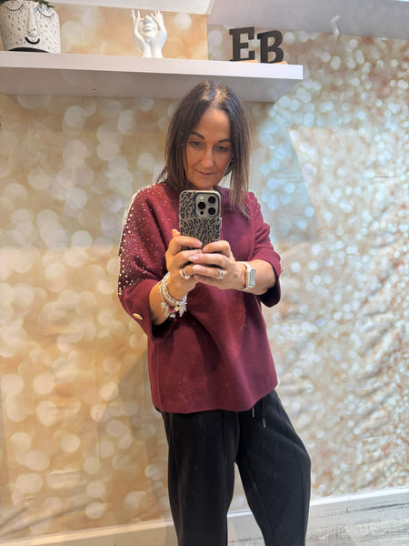 Embellished 3/4 Sleeve Jumper