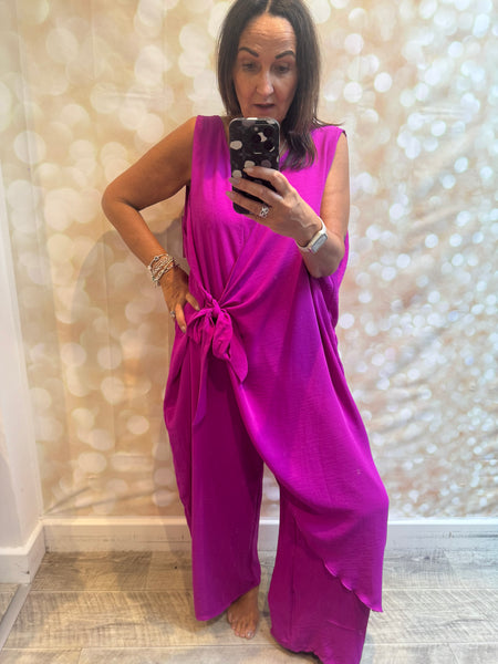 Curve Wrap Over Palazzo Jumpsuit