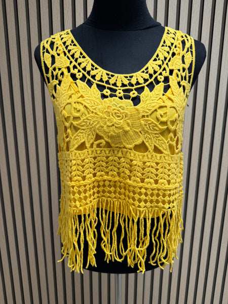 Crochet Fringed Boho Vest