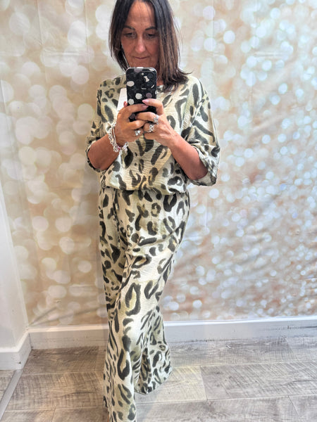 2 Piece Leopard Trouser / Tunic  set