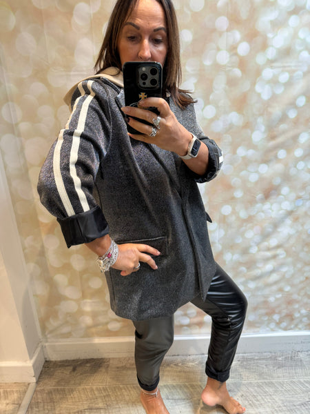 Zeta Otto Sparkle Hooded Long Sleeve Blazer