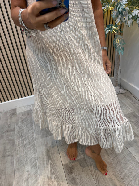 Zebra Mesh Frill Hem Dress