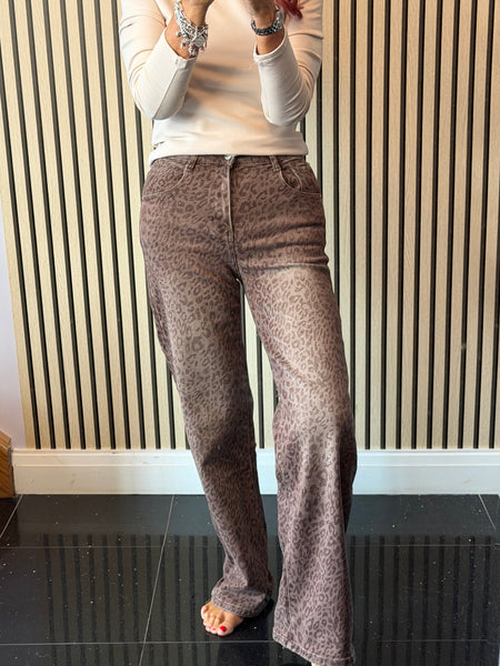 Leopard Wide Leg Jeans