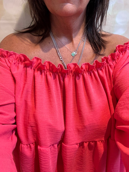Bardot Hi Lo Top in crinkle fabric