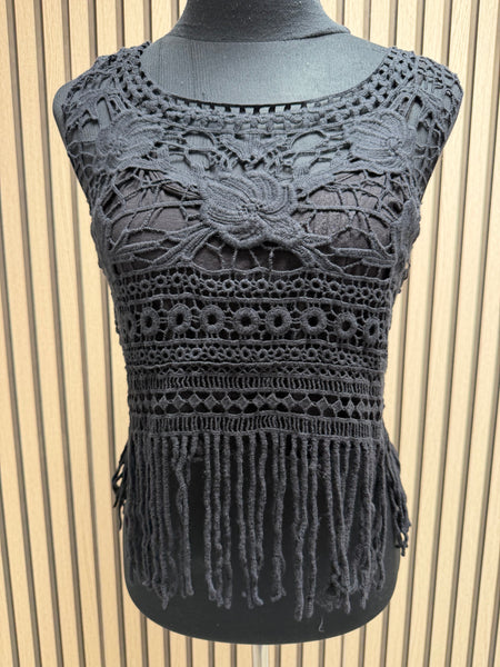 Crochet Fringed Boho Vest