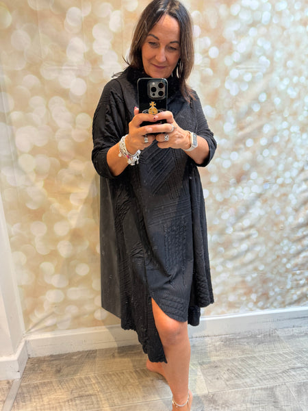 Textured Cowl Neck Dress