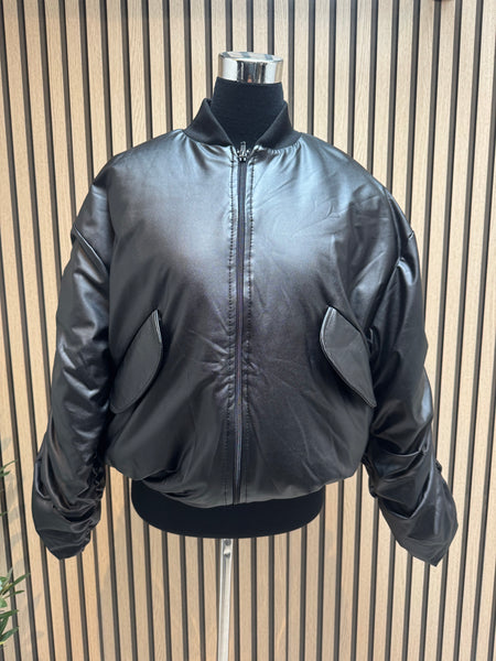 ID Pleather Bomber  jacket