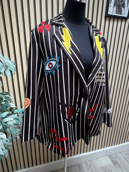 Graffiti / pinstriped Blazer