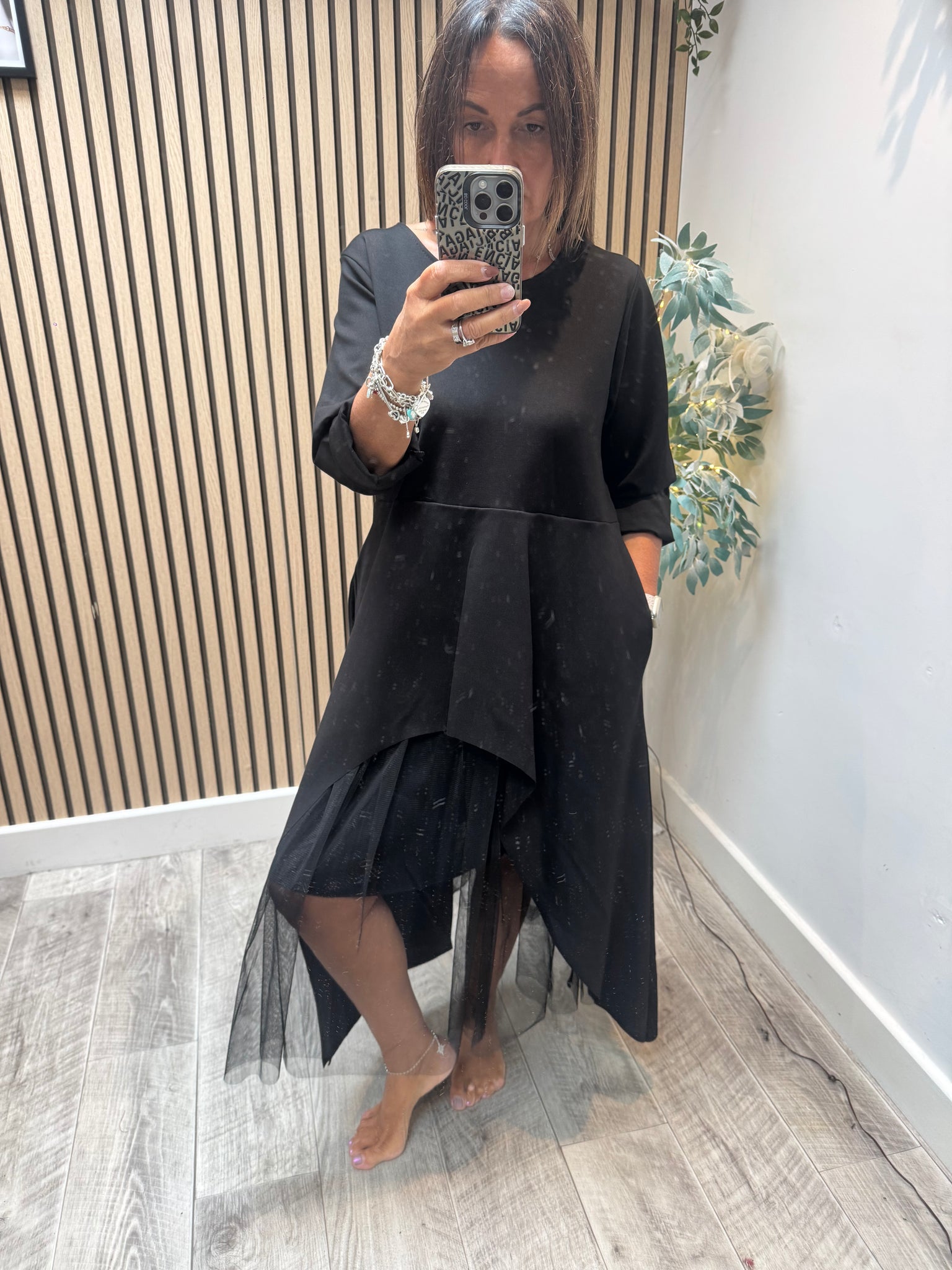 Scuba Dress with Tulle hem