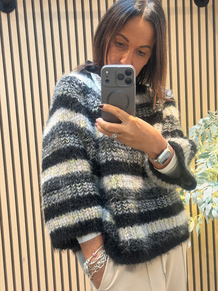 Stripe Chunky Knit Sparkly Jumper