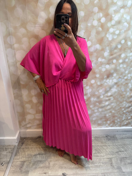 Crinkle fabric cape dress
