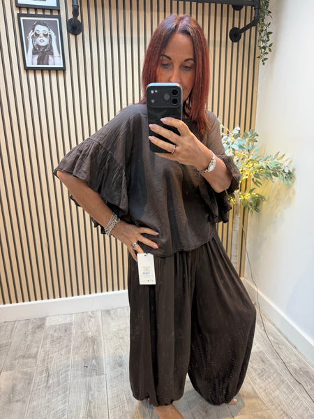 Crinkle Frill sleeve Top